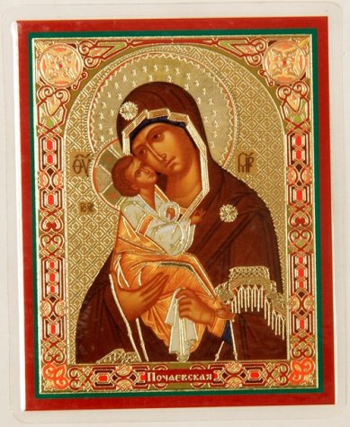 Иконы Почаевская икона Божией Матери ламинированная (6 х 9 см)