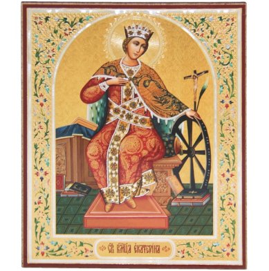 Иконы Екатерина великомученица икона на оргалите (11 х 13 см, Софрино)
