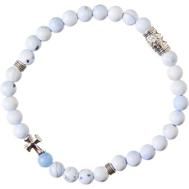 Утварь и подарки Браслет 30 звеньев из камня голубой агат