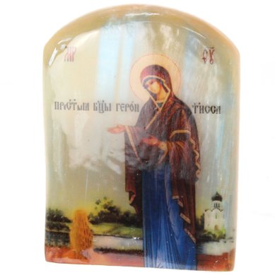 Иконы Геронтисса, икона настольная из селенита (45 х 30 х 65 мм, 65 г)