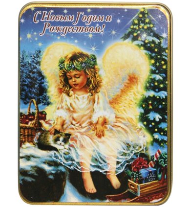 Натуральные товары Шкатулка подарочная с чаем «С Новым годом и Рождеством!» (ж/б, с магнитом, 60 г)