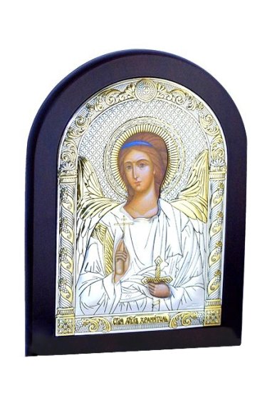 Иконы Ангел Хранитель икона в серебряном окладе, ручная работа (12 х 16 см)