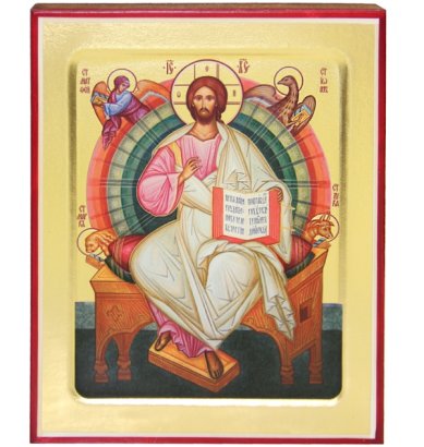 Иконы Господь Вседержитель на престоле с евангелистами, икона на дереве (12,5 х 16 см)