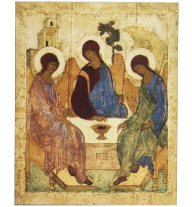 Иконы Троица Святая икона на дереве (19,8 х 24,8 см)