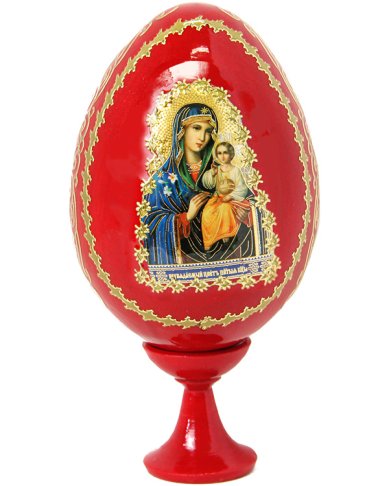 Утварь и подарки Яйцо большое на подставке с образом Пресвятой Богородицы «Неувядаемый цвет»