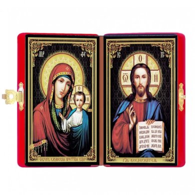 Иконы Складень малый с иконами Спасителя и Казанской Божией Матери (6 х 8,5 см)