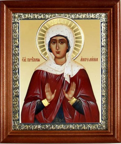 Иконы Ангелина Сербская. Подарочная икона с открыткой День Ангела (13 х 16 см, Софрино)