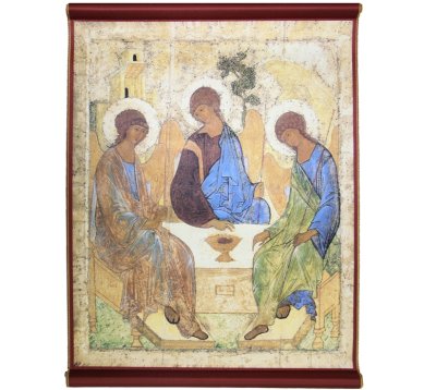Утварь и подарки Икона на ткани «Троица» (шелкография, 45 х 35 см)