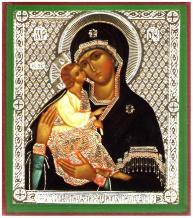 Иконы Акафистная-Хилендарская икона Божией Матери на дереве (6х7 см, Тиль)