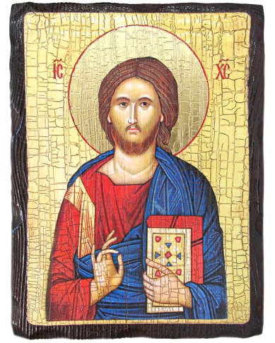 Иконы Господь Вседержитель икона на дереве под старину (18 х 24 см)