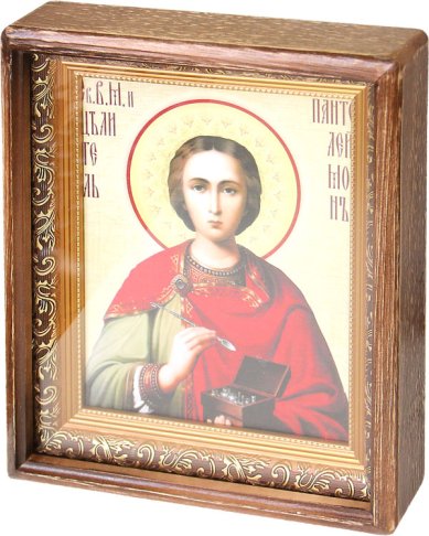 Иконы Пантелеимон Целитель, икона в киоте (27,5 х 33 см)