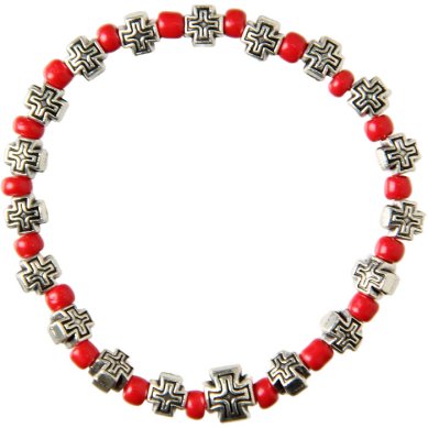Утварь и подарки Браслет из бусин с крестиками красный