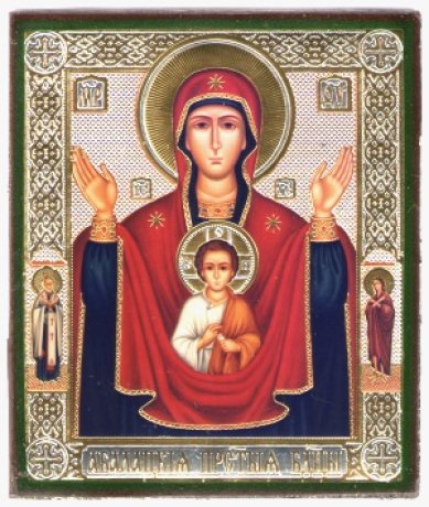 Иконы Абалацкая (Знамение) икона Божией Матери на дереве (9 х 10,5 см)
