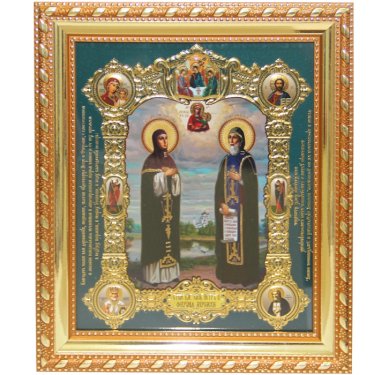 Иконы Петр и Феврония святые князья икона в багетной рамке (18,5 х 21,5 см)