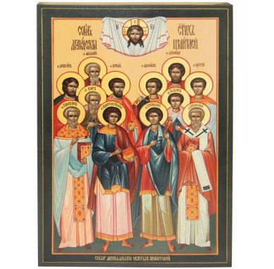 Иконы Собор 12-ти святых целителей икона (19,5 х 28,5 см) 