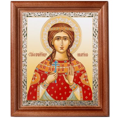 Иконы Марина Антиохийская икона в деревянной рамке (13 х 15,5 см, Софрино)