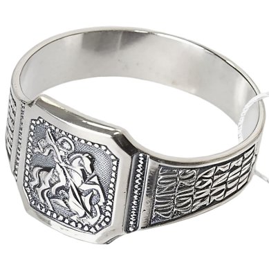 Ювелирные изделия Кольцо из серебра, георгий Победоносец, чернение, 22.5 размер