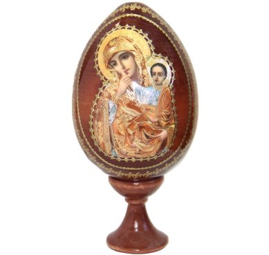 Утварь и подарки Яйцо на подставке среднее с образом Пресвятой Богородицы «Отрада и Утешение»