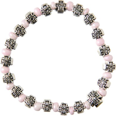 Утварь и подарки Браслет из бусин с крестиками розовый