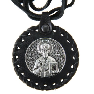 Иконы Медальон для автомобиля двусторонний Николай Чудотворец-Матрона Московская (4,5 х 4,5 см)