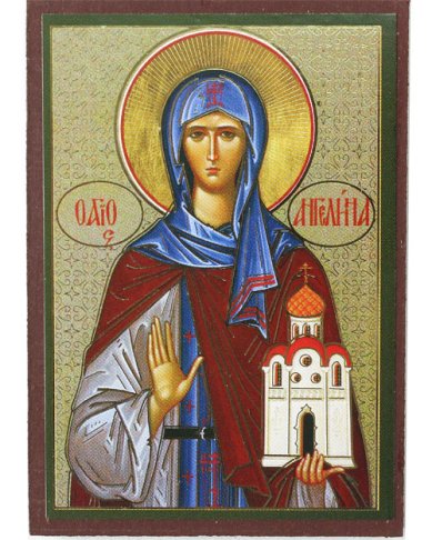 Иконы Ангелина Сербская икона на МДФ (6,3 х 9 см)