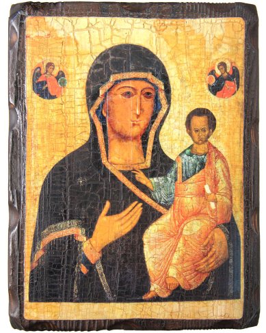 Иконы Одигитрия Костромская святитель икона на дереве под старину (18 х 24 см)
