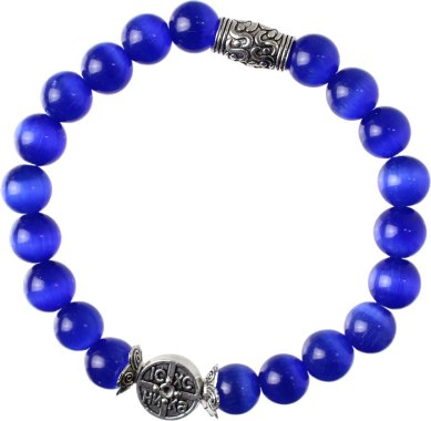 Утварь и подарки Четки-браслет 20 звеньев из камня кошачий глаз, с крестом