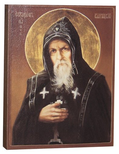 Иконы Серафим Вырицкий икона Божией Матери на дереве (11 х 13,6 см)