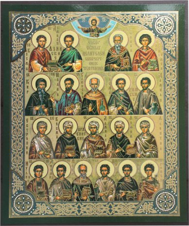 Иконы Собор Целителей на МДФ (15,2 х 18,5 см)