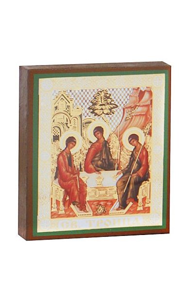 Иконы Святая Троица икона, литография на дереве (6 х 7 см)