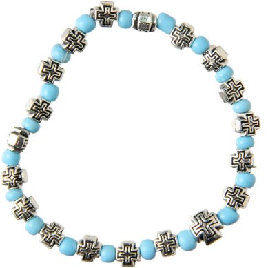 Утварь и подарки Браслет из бусин с крестиками голубой