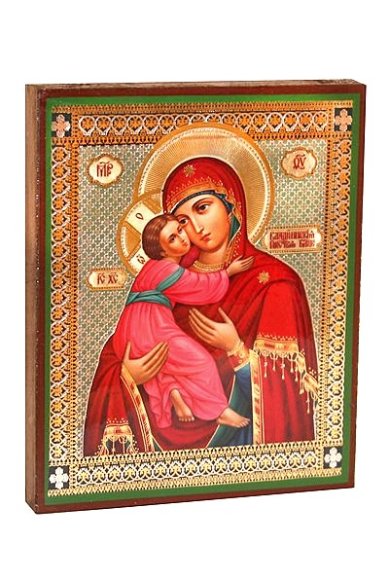 Иконы Владимирская икона Божией Матери, литография на дереве (13х16 см, Тиль)