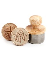 Утварь и подарки Набор для просфор из нарезки и 2 деревянных печатей «Агничной» и «Богородичной» (диаметр 5,5 см)