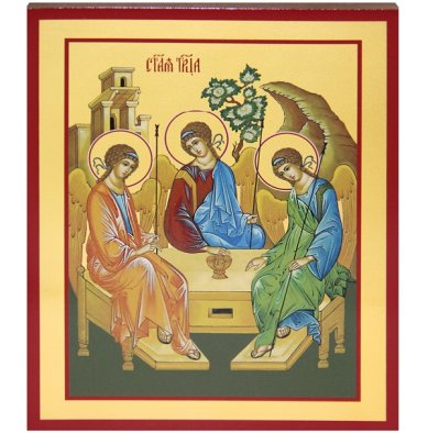 Иконы Троица икона икона на дереве, ручная работа (12,7 х 15,8 см)