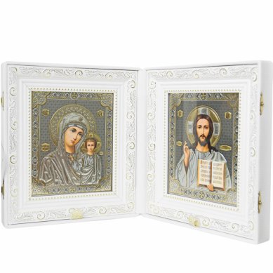 Иконы Складень Казанская Божия Матерь, Спаситель (экокожа, размер иконы 21,5 х 24,5 см)