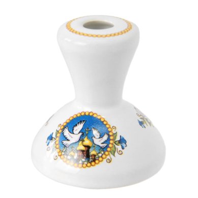 Утварь и подарки Подсвечник на ножке (голуби, керамика)