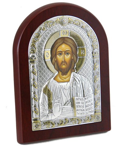 Иконы Господь Вседержитель икона в серебряном окладе, ручная работа (12 х 16 см)