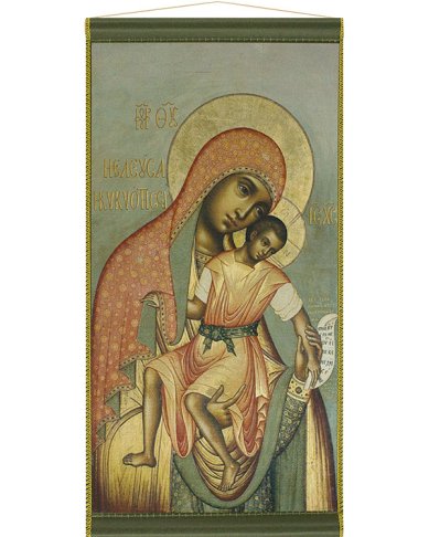 Иконы Киккская (Милостивая) икона Божией Матери, с подвесом, 23х13 см