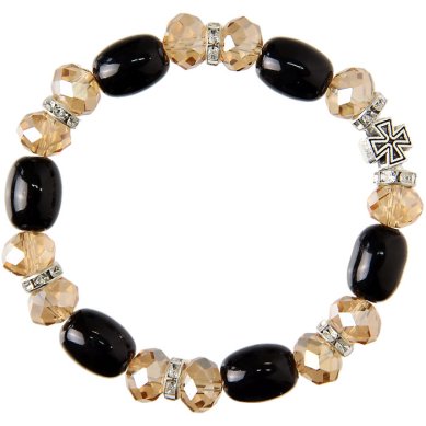 Утварь и подарки Браслет из камня циркон и агат черный с крестом