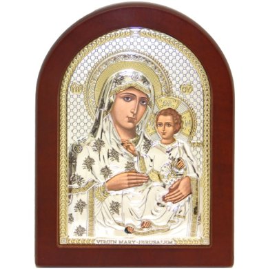 Иконы Иерусалимская икона Божией Матери в серебряном окладе, ручная работа (12 х 16 см)