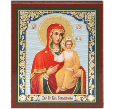 Иконы Смоленская икона Божией Матери на планшете (6 х 7,5 см, Софрино)