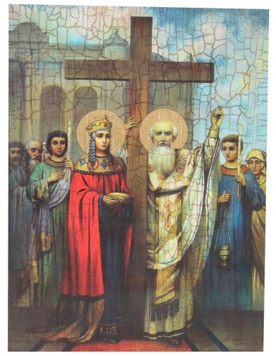 Иконы Воздвижение Святого Креста Господня икона аналойная на дереве под старину (30 х 40 см)