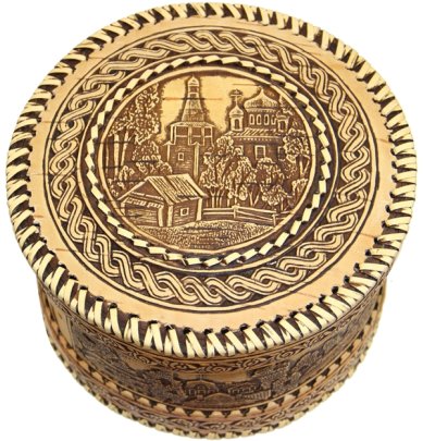 Утварь и подарки Шкатулка из бересты «Храм» (диаметр 18,5 см, высота 11 см)