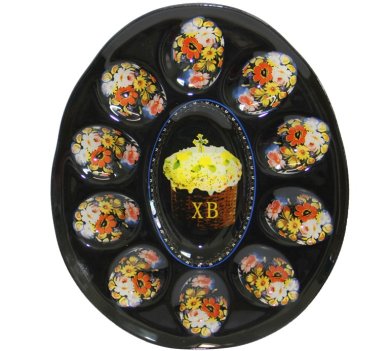 Утварь и подарки Пасхальная подставка-тарелка на 10 яиц и кулич «ХВ» (30 х 30 см) 