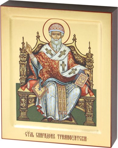 Иконы Спиридон Тримифунтский, икона ручная работа (21,5 х 26,5 см)