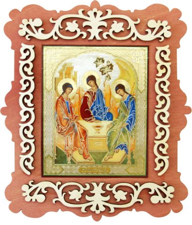 Иконы Троица, икона резная (фанера, литография)