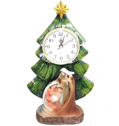 Утварь и подарки Рождественская композиция часы с подсветкой (елочка)