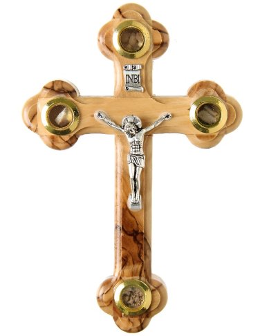 Утварь и подарки Крест из оливкового дерева с частицей камня Гроба Господня, освященный на Гробе Господнем (14 х 9 см)