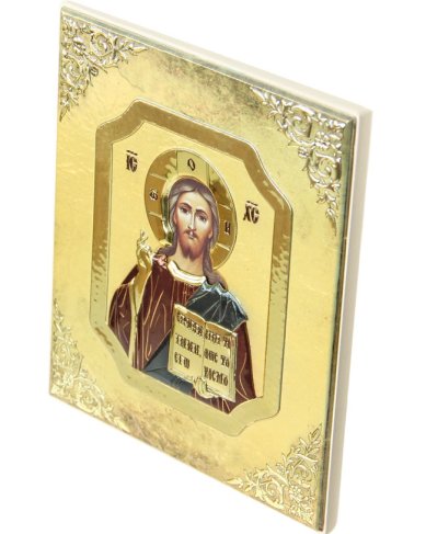 Иконы Спаситель, икона в серебряном окладе, ручная работа (12 х 14,3 cм)