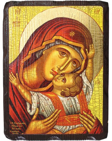 Иконы Кардиотисса (Сердечная) икона Божией Матери на дереве под старину (18х24 см)
